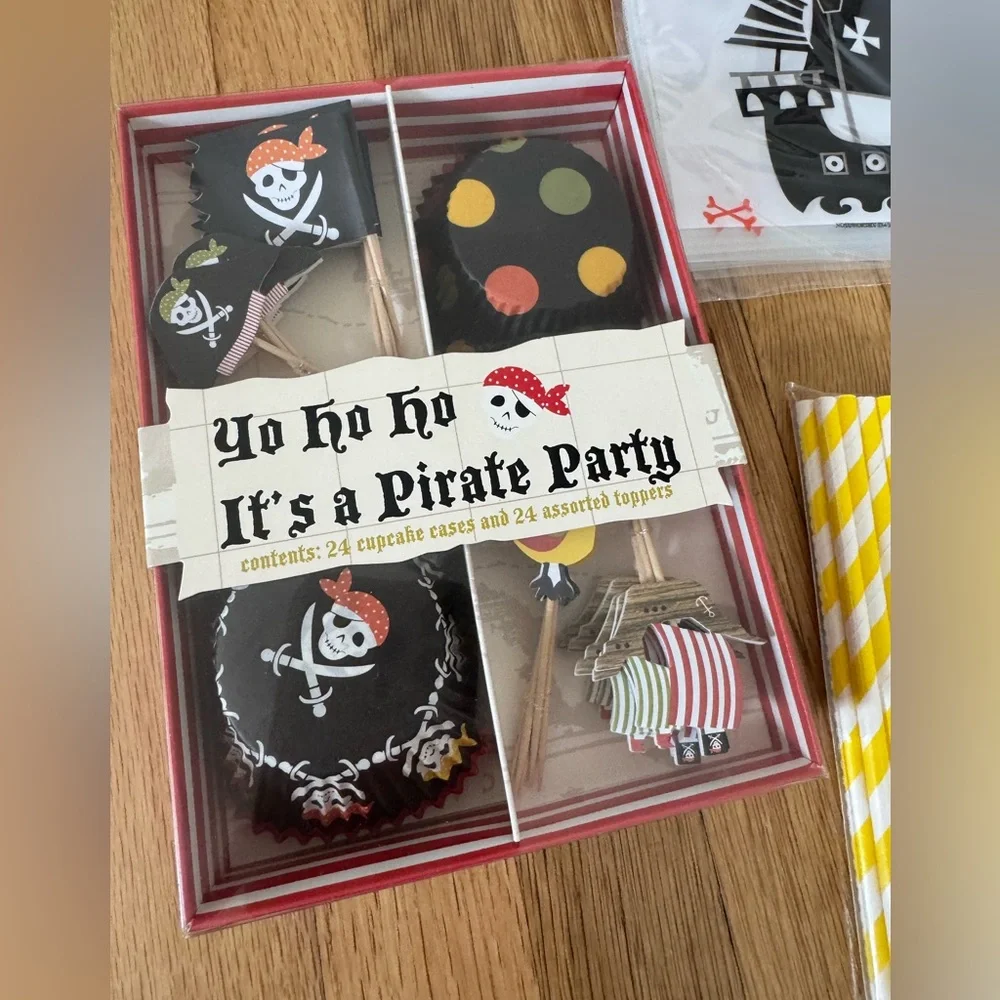 Pirate Party Cupcake Liners Straws Favor Bags Party Supplies